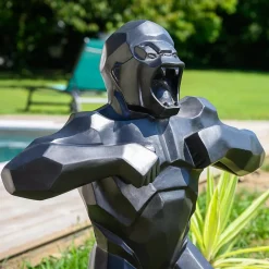 Wanda Collection Statue jardin gorille origami noir 80 cm* Statue Décorative