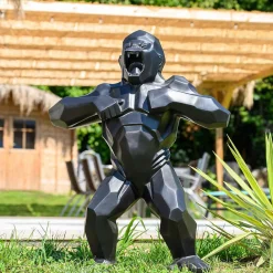 Wanda Collection Statue jardin gorille origami noir 80 cm* Statue Décorative