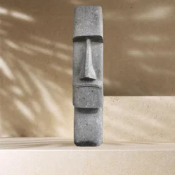 Clearance Wanda Collection Statue jardin zen moai visage allongé en pierre volcanique 100 cm