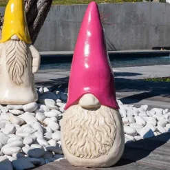 Wanda Collection Statue moderne jardin tomte suédois rose 50 cm* Statue Décorative