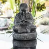 Sale Wanda Collection Statue moine shaolin assis gris patiné 40 cm