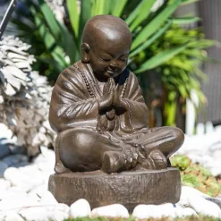 Hot Wanda Collection Statue moine shaolin brun antique 40 cm
