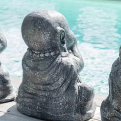 Wanda Collection Statues de bouddha sagesse patiné gris 40 cm* Statue Décorative