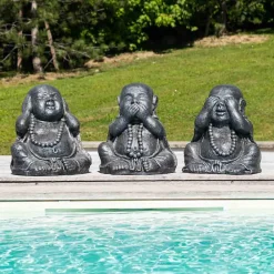 Wanda Collection Statues de bouddha sagesse patiné gris 40 cm* Statue Décorative
