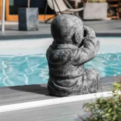 Wanda Collection Statues moine de la sagesse patiné gris 40 cm* Statue Décorative