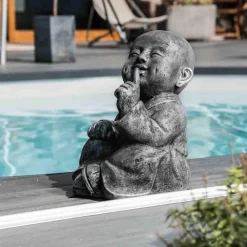 Wanda Collection Statues moine de la sagesse patiné gris 40 cm* Statue Décorative