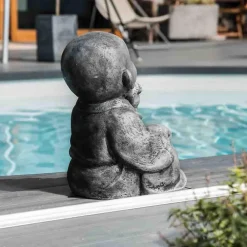 Wanda Collection Statues moine de la sagesse patiné gris 40 cm* Statue Décorative