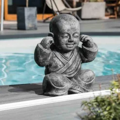 Wanda Collection Statues moine de la sagesse patiné gris 40 cm* Statue Décorative