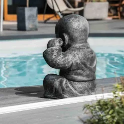 Wanda Collection Statues moine de la sagesse patiné gris 40 cm* Statue Décorative
