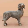 Chehoma Statuette grand chien gris fibre verre 79x79x29cm* Statue Décorative