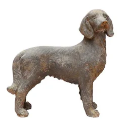 Chehoma Statuette grand chien gris fibre verre 79x79x29cm* Statue Décorative