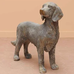 Chehoma Statuette grand chien gris fibre verre 79x79x29cm* Statue Décorative