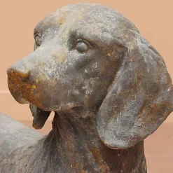 Chehoma Statuette grand chien gris fibre verre 79x79x29cm* Statue Décorative