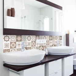 Best Ambiance Sticker Sticker Mural Carrelage adhésif Cuisine Salle de Bain - 24 STICKERS CARRELAGES AZULEJOS HÉLÉORNA - 24stickers15x15cm