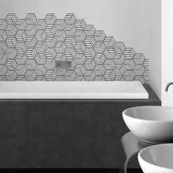 Discount Ambiance Sticker Sticker Mural Carrelage adhésif Cuisine Salle de Bain - CARRELAGES HEXAGONES GÉOMÉTRIQUES - 28stickershexagones15x13,5cm