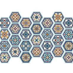 Ambiance Sticker Sticker Mural Carrelage adhésif Cuisine Salle de Bain - CARRELAGES HEXAGONES BOIS PATINÉ BLEU-VERT - 28stickershexagones15x13,5cm* Sticker Et Adhésif Décoratif