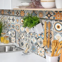 Ambiance Sticker Sticker Mural Carrelage adhésif Cuisine Salle de Bain - 24 STICKERS CARRELAGES AZULEJOS GRAZELANO - 24stickers15x15cm* Sticker Et Adhésif Décoratif