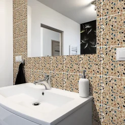Outlet Ambiance Sticker Sticker Mural Carrelage adhésif Cuisine Salle de Bain - 24 STICKERS CARRELAGES TERRAZZO FILIPO - 24stickers15x15cm
