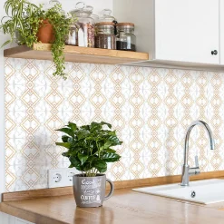 Ambiance Sticker Sticker Mural Carrelage adhésif Cuisine Salle de Bain - 24 STICKERS CARRELAGES EFFET MARBRÉ ET DORÉ - 24stickers15x15cm* Sticker Et Adhésif Décoratif