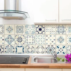 Ambiance Sticker Sticker Mural Carrelage adhésif Cuisine Salle de Bain - 24 STICKERS CARRELAGES AZULEJOS GIROLAMO - 24stickers15x15cm* Sticker Et Adhésif Décoratif