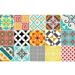 Ambiance Sticker Sticker Mural Carrelage adhésif Cuisine Salle de Bain - 15 STICKERS CARRELAGES AZULEJOS MOSAÏQUE MULTICOLORE - 15stickers15x15cm* Sticker Et Adhésif Décoratif