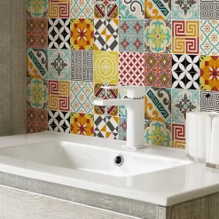 Ambiance Sticker Sticker Mural Carrelage adhésif Cuisine Salle de Bain - 15 STICKERS CARRELAGES AZULEJOS MOSAÏQUE MULTICOLORE - 15stickers15x15cm* Sticker Et Adhésif Décoratif