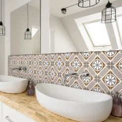 New Ambiance Sticker Sticker Mural Carrelage adhésif Cuisine Salle de Bain - 24 STICKERS CARREAUX DE CIMENT AZULEJOS ASTELLON - 24stickers15x15cm