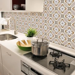 New Ambiance Sticker Sticker Mural Carrelage adhésif Cuisine Salle de Bain - 24 STICKERS CARREAUX DE CIMENT AZULEJOS ASTELLON - 24stickers15x15cm