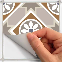 New Ambiance Sticker Sticker Mural Carrelage adhésif Cuisine Salle de Bain - 24 STICKERS CARREAUX DE CIMENT AZULEJOS ASTELLON - 24stickers15x15cm