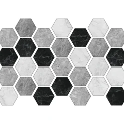Ambiance Sticker Sticker Mural Carrelage adhésif Cuisine Salle de Bain - CARRELAGES HEXAGONES MARBRE D'ANTAN - 28stickershexagones15x13,5cm* Sticker Et Adhésif Décoratif