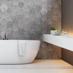 Online Ambiance Sticker Sticker Mural Carrelage adhésif Cuisine Salle de Bain - CARRELAGES HEXAGONES OLD BEAUTY - 28stickershexagones15x13,5cm