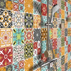 Ambiance Sticker Stickers muraux - Sticker Mural Carrelage adhésif Cuisine Salle de Bain - 24 STICKERS CARRELAGES ORIANA - 24stickers15x15cm