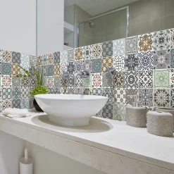 Discount Ambiance Sticker Stickers muraux - Sticker Mural Carrelage adhésif Cuisine Salle de Bain - 24 STICKERS CARRELAGES BEROBELLO - 24stickers15x15cm