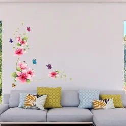 Ambiance Sticker Stickers Muraux décoration adhésifs fleurs roses et papillons* Sticker Et Adhésif Décoratif