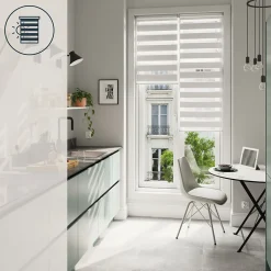 Best GoodHome Store enrouleur jour / nuit sans perçage Brize blanc chiné l.90 x H.240cm