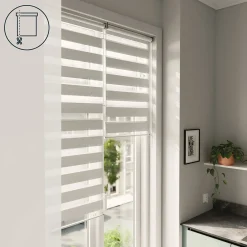 Best GoodHome Store enrouleur jour / nuit sans perçage Brize blanc chiné l.90 x H.240cm