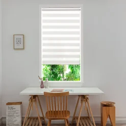 Best GoodHome Store enrouleur jour / nuit sans perçage Brize blanc chiné l.90 x H.240cm