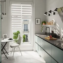 Best GoodHome Store enrouleur jour / nuit sans perçage Brize blanc chiné l.90 x H.240cm