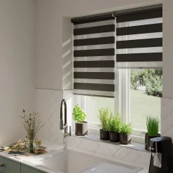 Sale GoodHome Store enrouleur jour / nuit sans perçage Keston noir l.80 x H.180cm