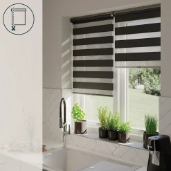 Sale GoodHome Store enrouleur jour / nuit sans perçage Keston noir l.80 x H.180cm