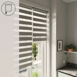Best GoodHome Store enrouleur jour / nuit sans perçage Brize gris chiné l.90 x H.240cm