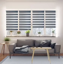 Clearance Storesdeco Store Enrouleur Jour Nuit sans perçage EasyFix Argent 60 x 180 cm