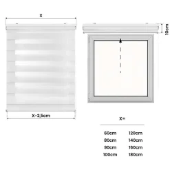 Best Storesdeco Store Enrouleur Jour Nuit Drop double tissage Blanc 120 x 250 cm