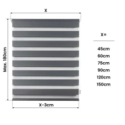 Best Storesdeco Store Enrouleur Jour Nuit sans perçage EasyFix Argent 150 x 180 cm