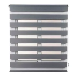 Best Storesdeco Store Enrouleur Jour Nuit sans perçage EasyFix Argent 150 x 180 cm