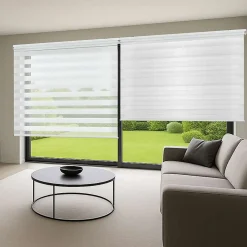 Best Storesdeco Store Enrouleur Jour Nuit Drop double tissage Blanc 160 x 180 cm