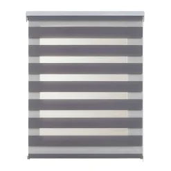 Best Storesdeco Store Enrouleur Jour Nuit Drop double tissage Argent 140 x 250 cm