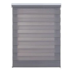 Best Storesdeco Store Enrouleur Jour Nuit Drop double tissage Argent 140 x 250 cm