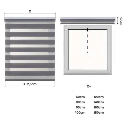Best Storesdeco Store Enrouleur Jour Nuit Drop double tissage Argent 140 x 250 cm