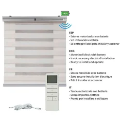 Best Storesdeco Store Enrouleur Motorisé Jour Nuit avec Batterie, Double Tissu, Finitions Aluminium Beige 160 x 250cm